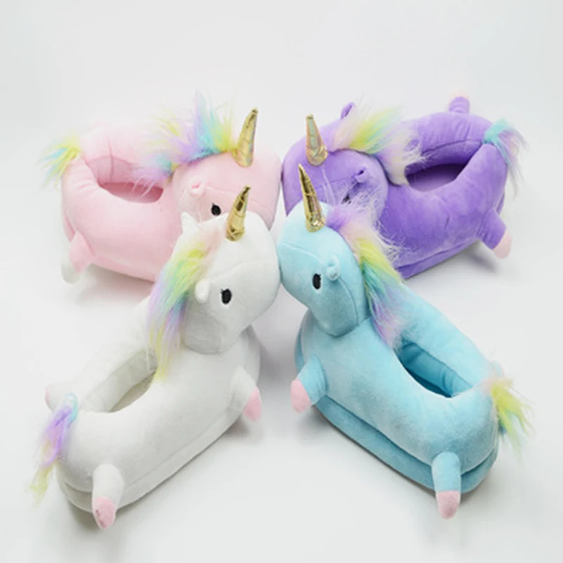 UMIPUBO Pantoufle Licorne Peluche Chaussons Animaux Souple Slipper Femme Hiver Peluche Slippers