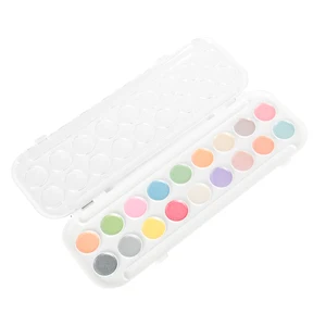 Artist Metallic Watercolor Paint Set of 18 Semi-Moist Whole Pan Vibrant Shimmering Glitter Colors, 2 Paint Brush