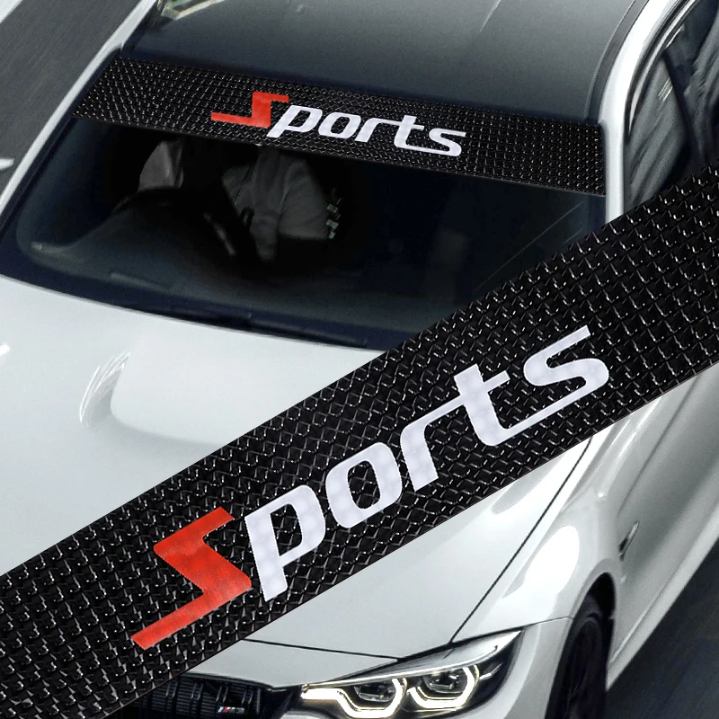 Universal Matte Black Car Sun Visor Strip – 130x20cm Windscreen Sunstrip Sticker, Front/Rear Graphic Decal