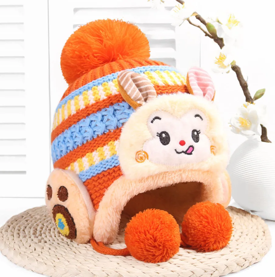 Baby Boy Girl Winter Hat Toddler Bear Ear Cap Beaniess Hat With Scarf Fleece Lined Knitted Cap Neckwarmer For Kids 2 Pieces Baby Monkey Hat