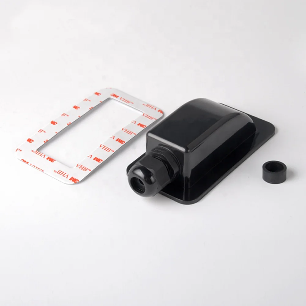 Black Garage Installation Outdoor Single Cable Entry OD 3-12mm With 3M Double Side Sticker Included for Solar Power System