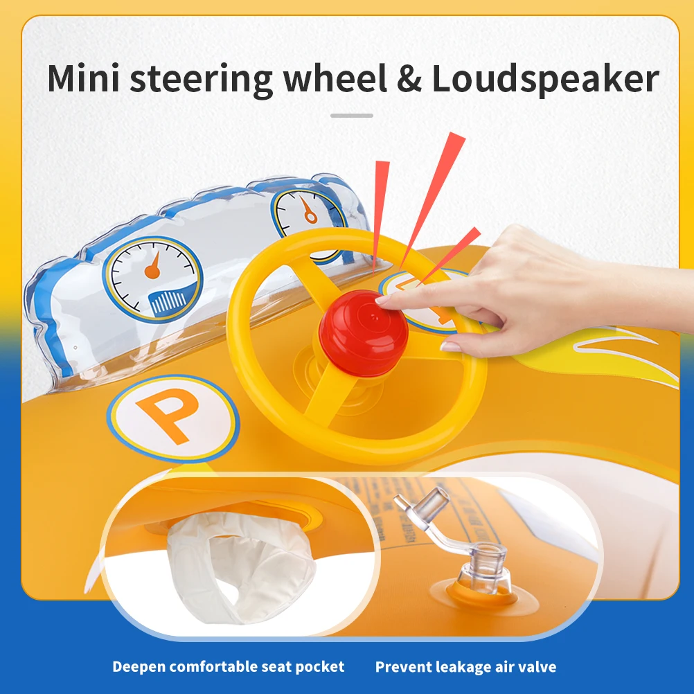 Swimbobo Inflatable Car Swimming Seat Boat Floating Ring Children Water Toy Steering Baby Swim Pool Float Ring With Canopy