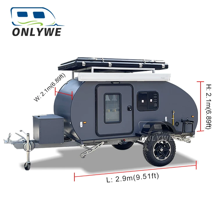 2024 Custom Small Offroad Teardrop Camper Trailer RV Caravan Australian Travel Trailer with Tent Kitchen for Outdoor Camping