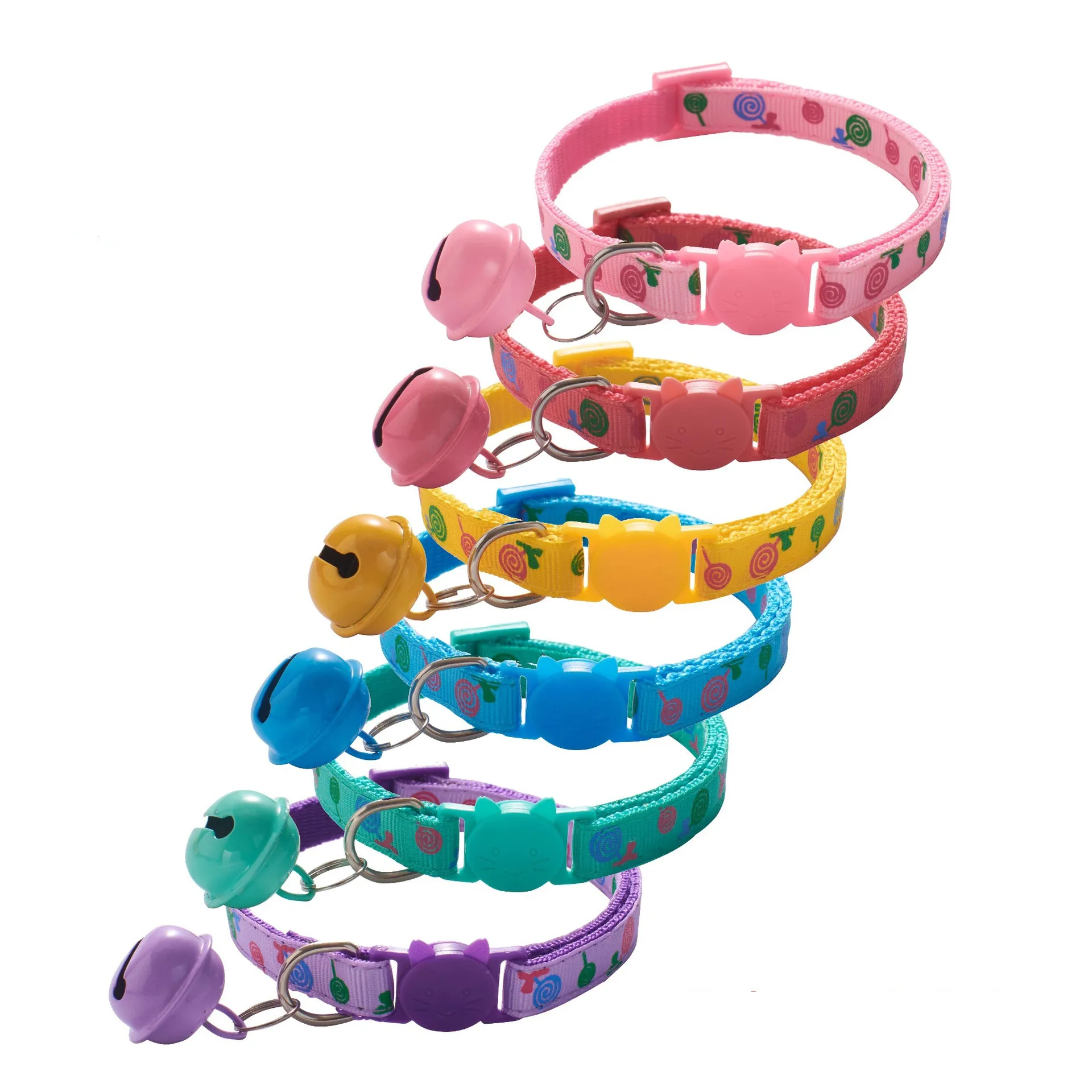 Lollipop Pattern Cat Collar Big Bell Collar for Cats Safety Buckle Pet Supplies Wholesale