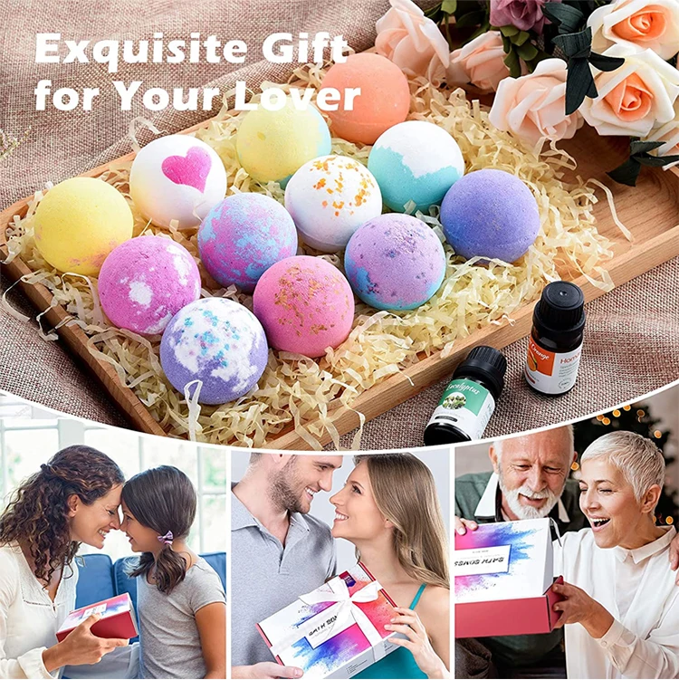 Amazon hot sales Bath Bombs Handmade Bath Bomb Gift Set Rich in Shea Butter Festival Birthday Gifts Bath salt ball