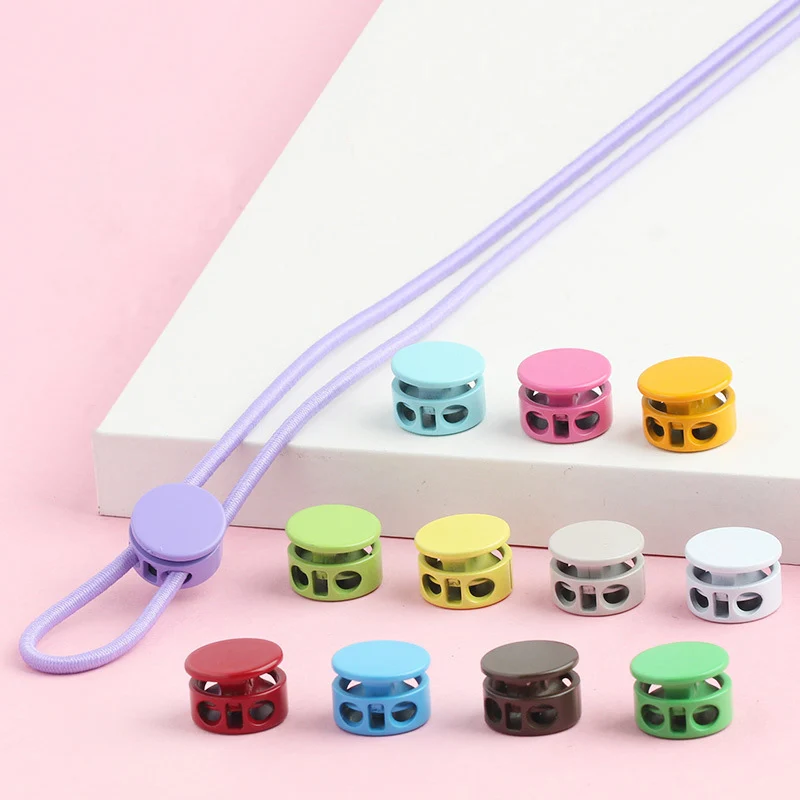 Fashion Adjustable 2 Hole Colorful Spring Metal End Cord Lock Draw Cord Drawstring Stopper