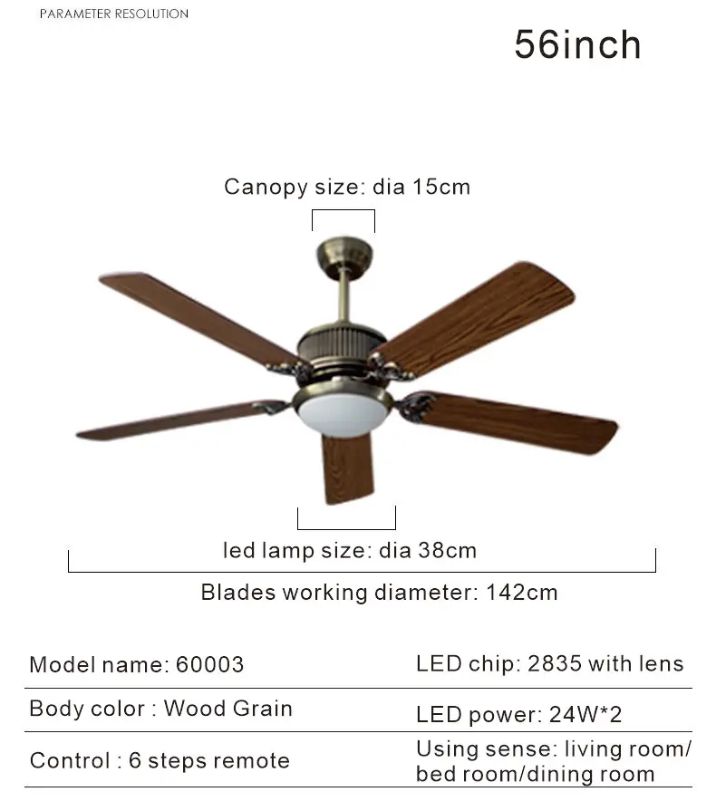 Top Selling Product Metal Body Collocation Frequency Conversion Remote Control LED Ceiling Fan