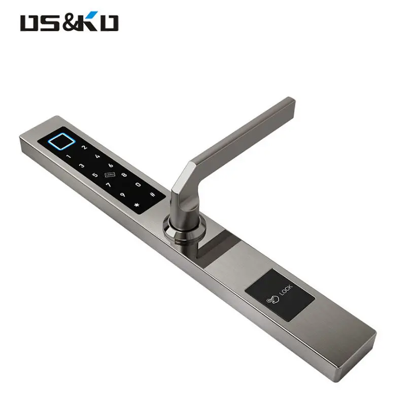 Slim Aluminium APP Smart Lock Broken Bridge Wifi Remote Unlock Fingerprint Electric Smart for Sliding Glass Door Lock with Hook