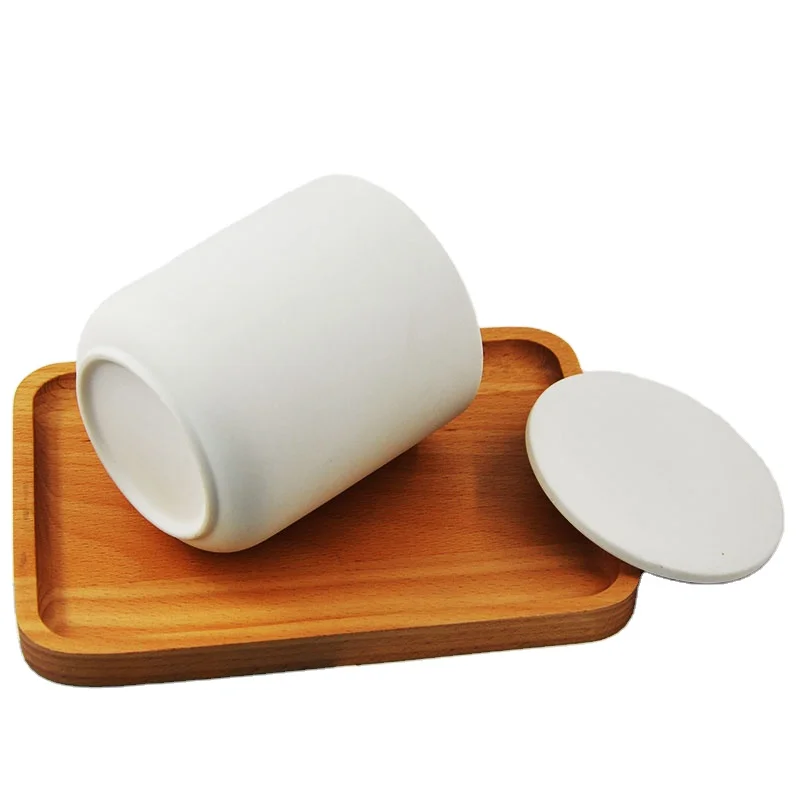 Nordic Custom Cute Matte Ceramic Candle Vessel White Round Candle Jar with Lid 8oz 10oz 12oz