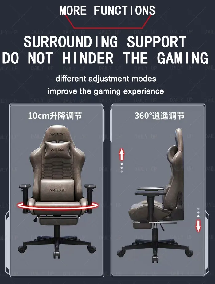 Luxury Faux Leather Gaming Chair With Headrest Footrest Ergonomic Office Computer Chair Swivel Adjustable Recliner Racing Chair
