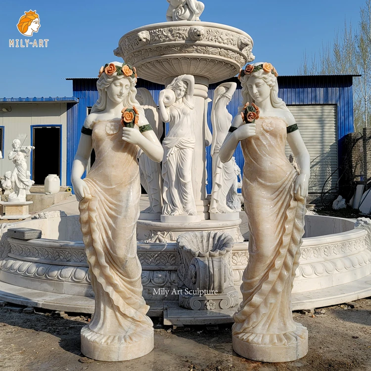 Outdoor Garden Natural Stone Lady Onyx Marble Statue Sculpture