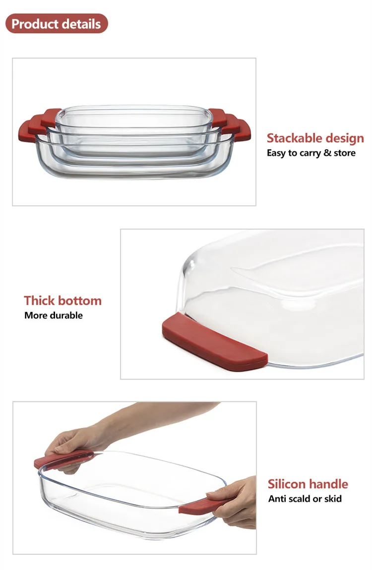 Ikoo Clear Glass Baking Dish Set For Oven With Silicon Handle Buy