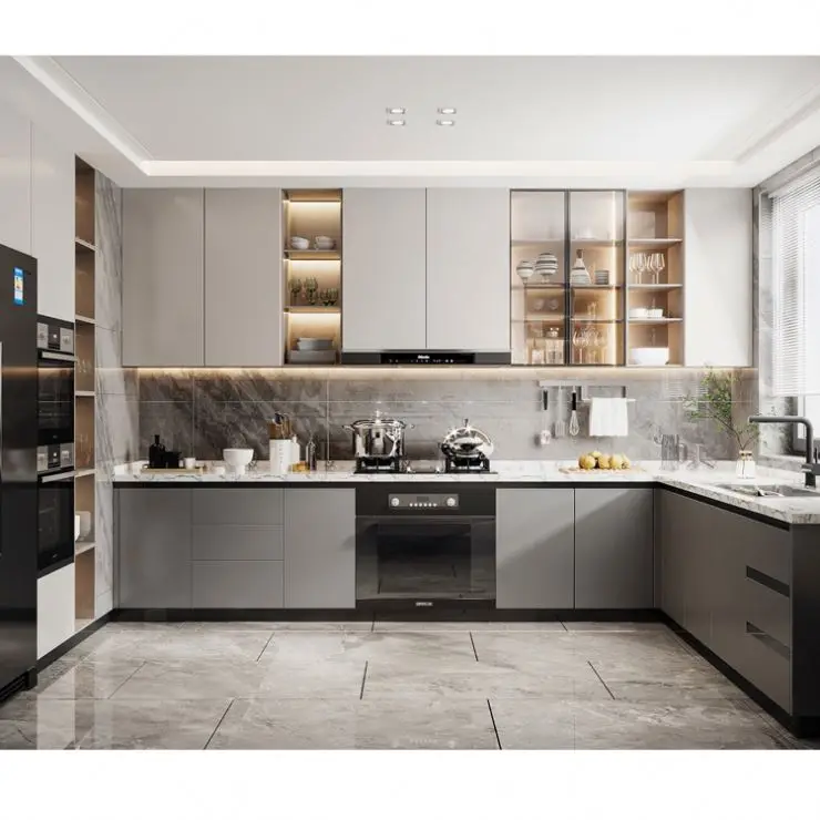 Modern Open Plan Design Small Kitchen Cabinet in Pakistan