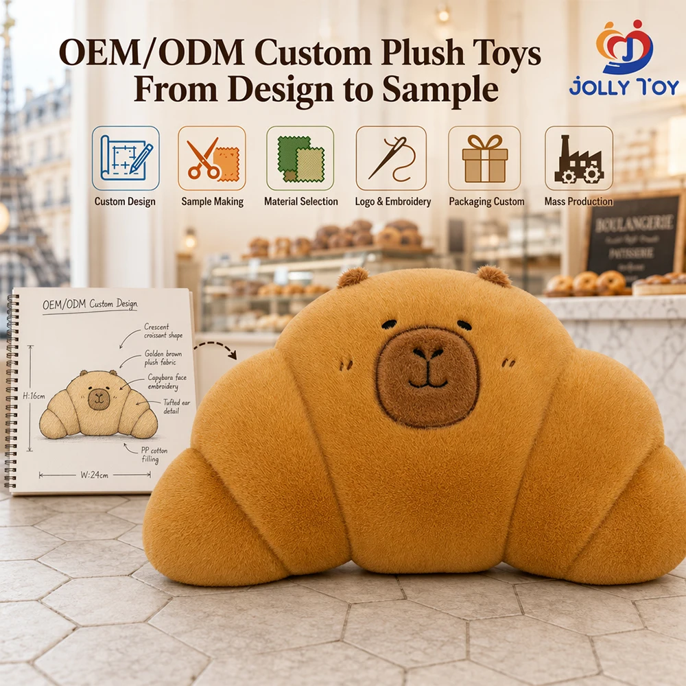 OEM Capybara Croissant Plush Toy Bakery Crescent Stuffed Animal Squishy Gift Custom Plush Toys Manufacturer