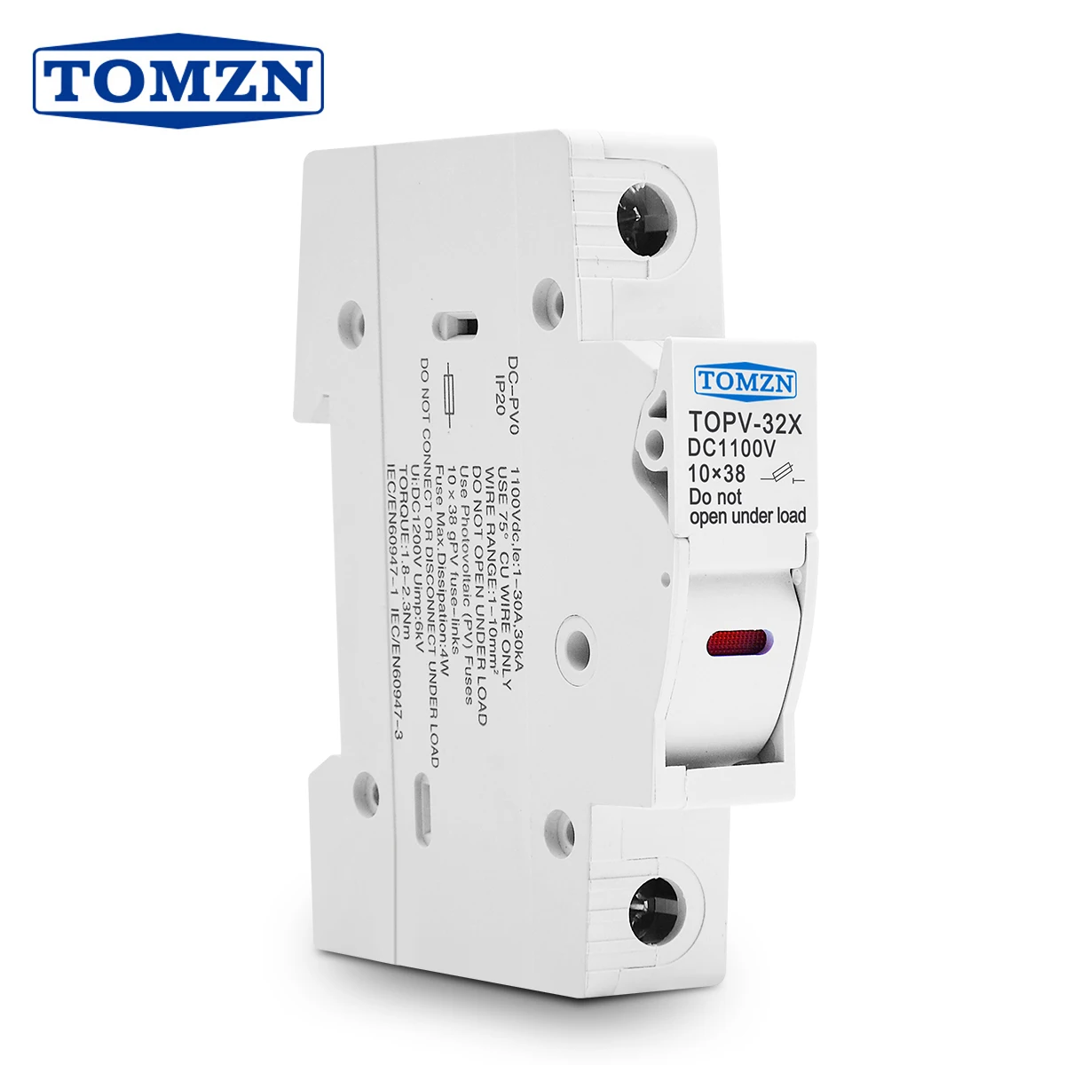 TOMZN Solar PV 1100V Fuse Holder Suitable for 10*38mm PV Fuse Fuse Link for Solar System protection Base Photovoltaic Protector