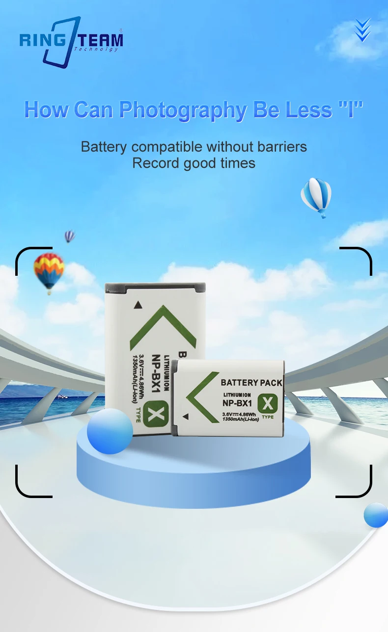 3.6V 1350mAh NP-BX1 Rechargeable Digital Battery NPBX1 Lithium-ion Batteries for Sony HDR-AS20 AS100V AS30V PJ410 CX405 Cameras factory