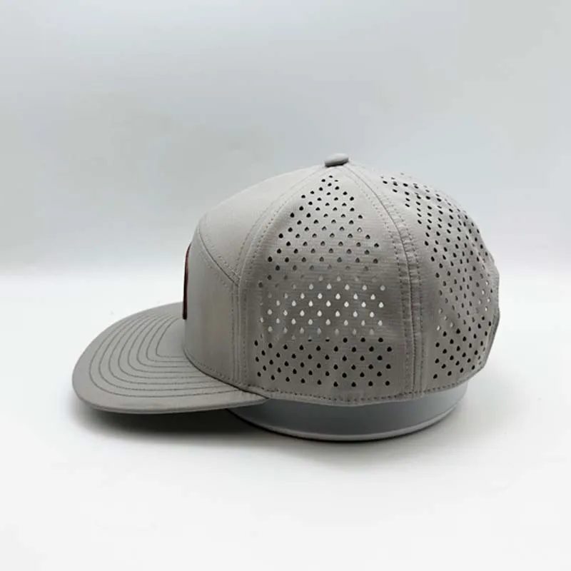 Grey Melin Gorras Custom Logo Leather Patch Trucker Hat Flat Brim Golf Hat  Waterproof Baseball Caps Sports Caps