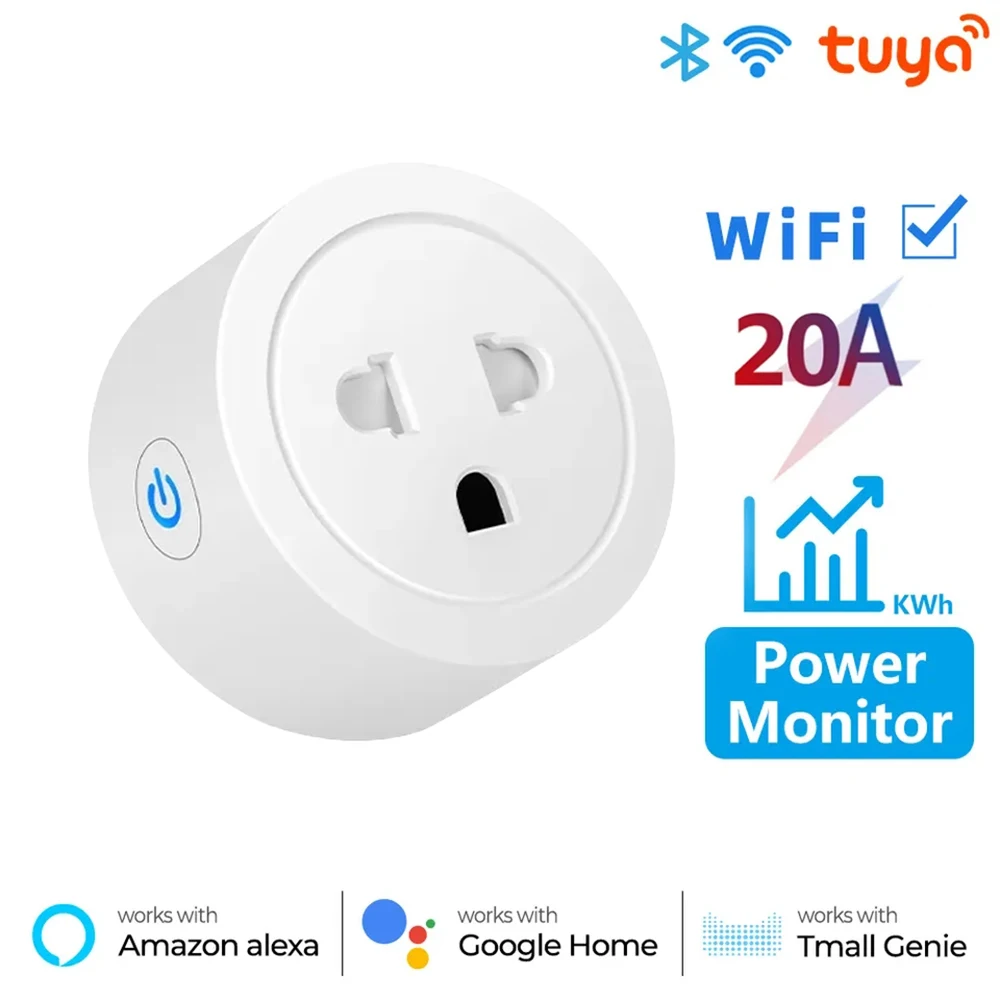 Power Monitor 20A Tuya Smart Zigbee Plug Socket US Wireless