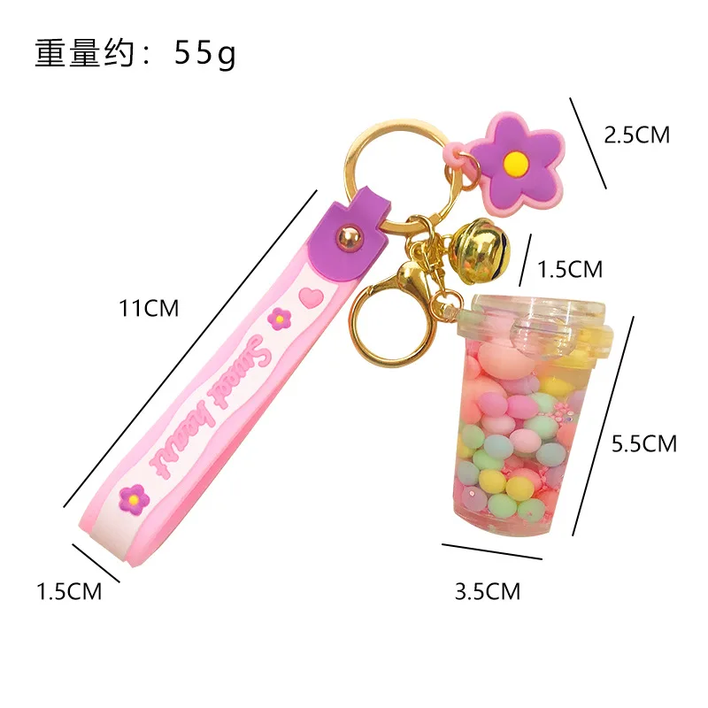 Cute Boba Milk Tea Bottle Key Chain Ring Keyring Bag Car Pendant ...