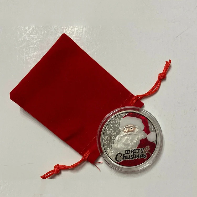 Горячая Распродажа я встретил из золотистого металла с покрытием из цветной блестязий, печатные доброте желая Счастливого Рождества Санта-Клаус памятные монеты для детей
