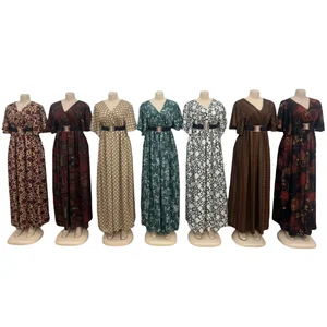 Loosen Viscose Puff Sleeve Dress Women's Clothing Plus Size Women Casual Summer Floral Dress Casual Dresses Bohemian