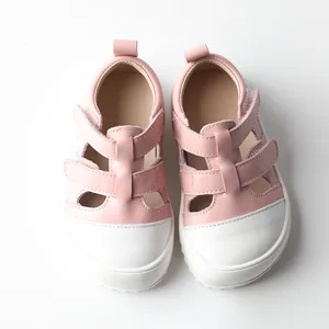Babyhappy Zero-drop Flexible Rubber Soles Shoes Eco-friendly Colorful Leather Kids Sandals