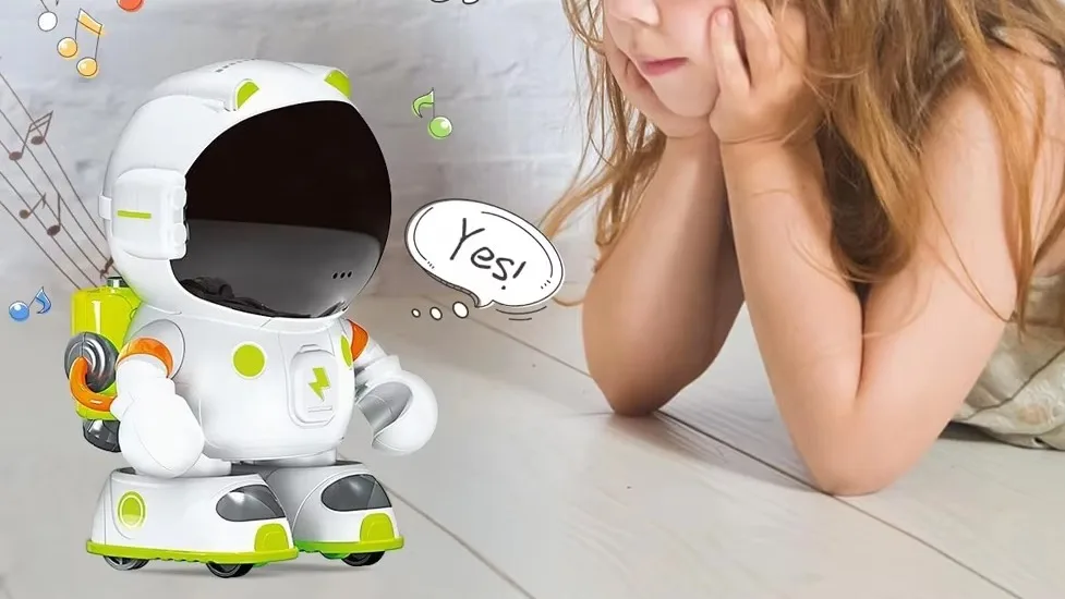 Robot Télécommandé Programmable – Chante, Danse, Commande Vocale En Anglais – Yeux LED – Batterie Rechargeable USB – Cadeau Enfant 3-8 Ans