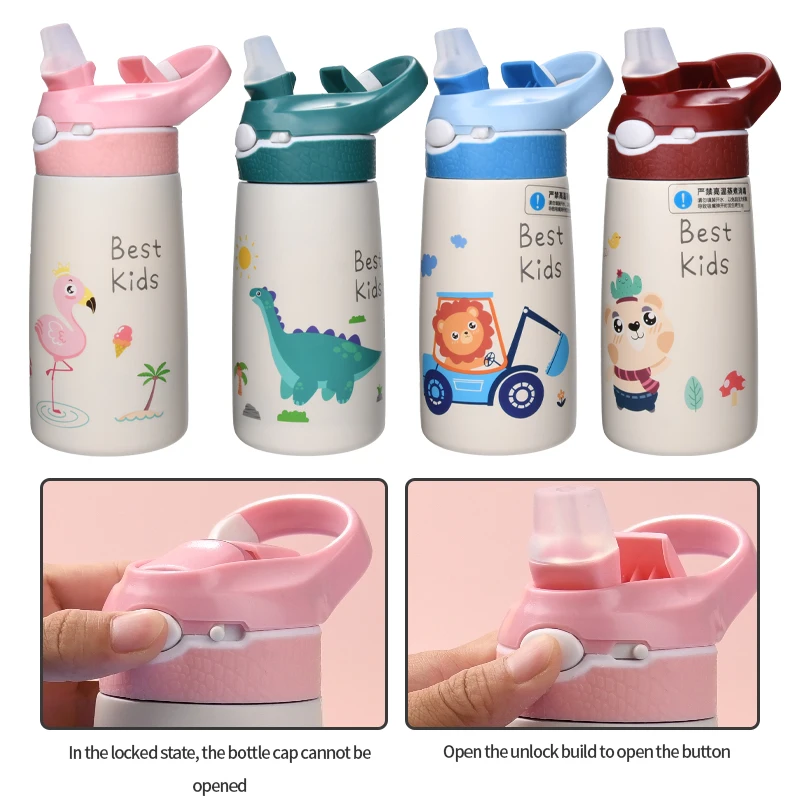 AOHEA 400ml Kids Water Bottle with Straw Lid, Vacuum Insulated Stainless Steel Water Bottles for School, Toddler Water Bottle factory