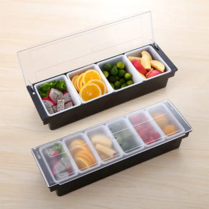 Produktbild von 3-Fach Zutatenbehälter-Set – Herausnehmbare Boxen, Mit Eis-Schale, Für Obst, Cocktails & Garnierungen