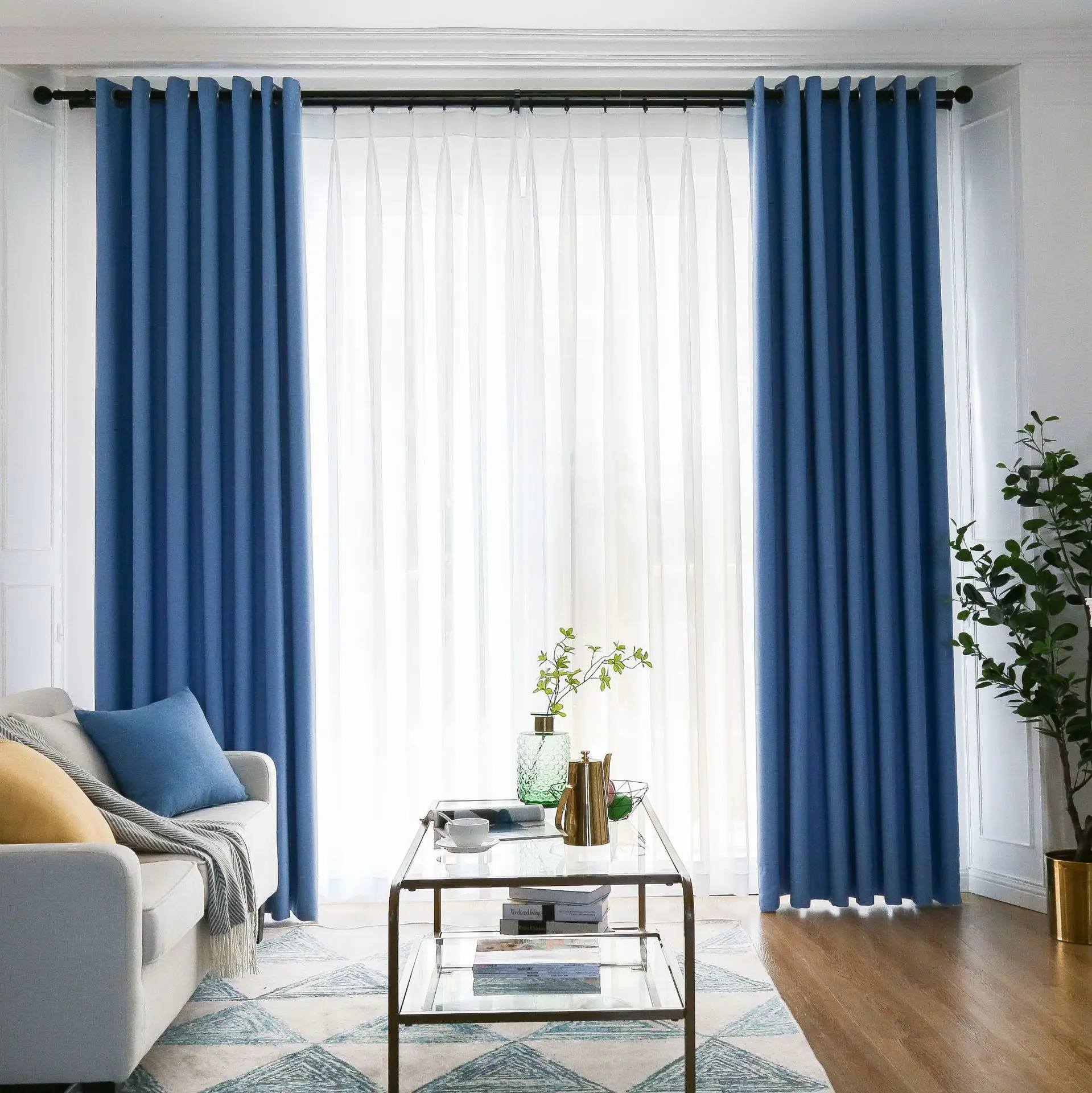 Wholesale Ready Made Window Curtains Bedroom 100 Polyester Solid