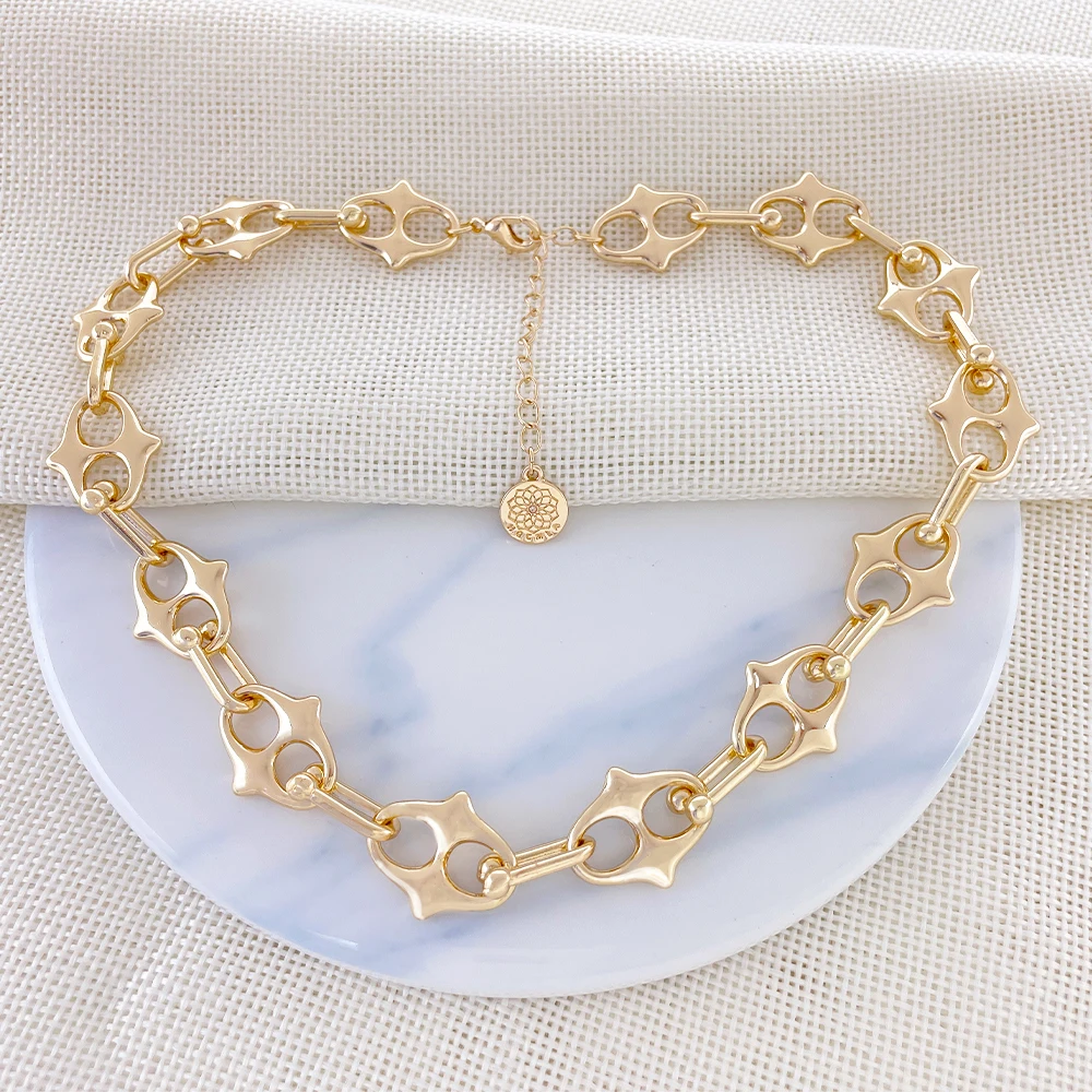 product factory custom 18k gold plated womens geometric chain choker necklace classic style alloy jewelry anniversary wholesale-2