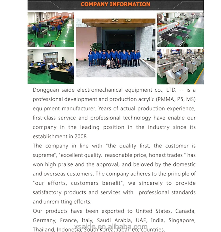 Anti-Epidemic Supplies Production Equipment Dongguan Saide Heavy Body Automatic Acrylic Cutting Saw Machine