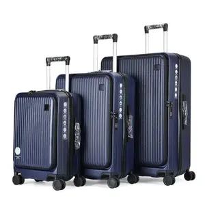 Wholesale 4-Piece Large Capacity PC and Aluminum Carry-On Travel Luggage Set Unisex TSA Lock Spinner Caster for Business Use