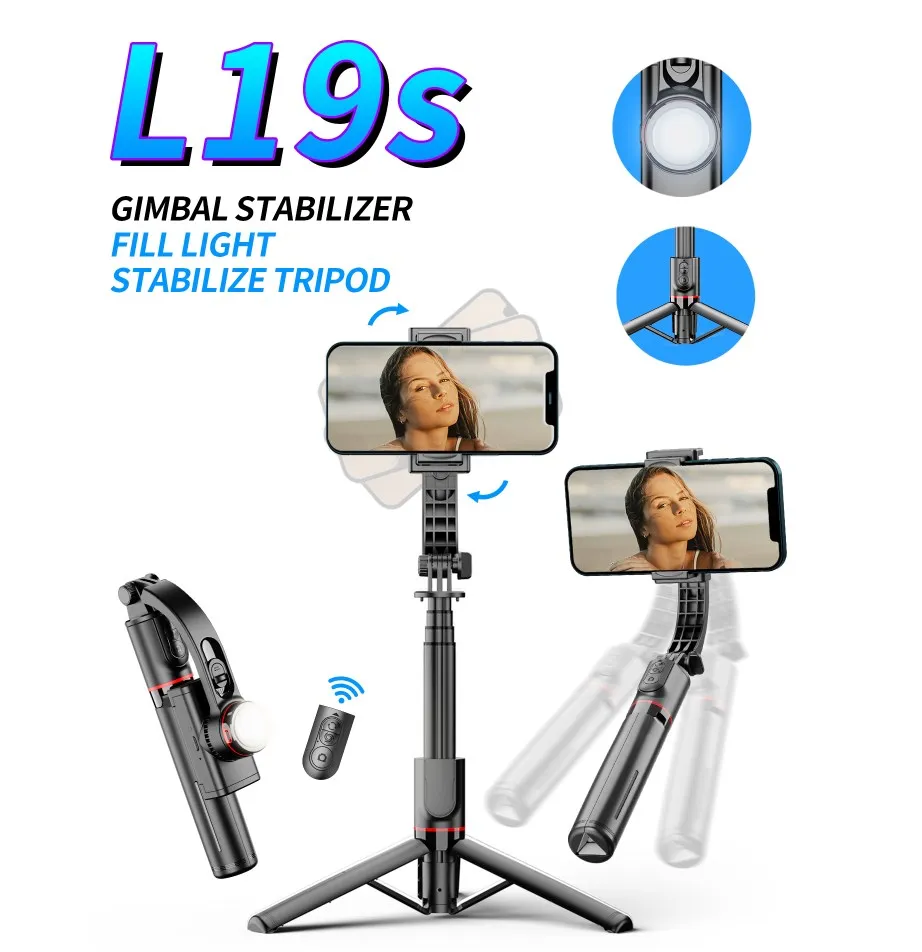 L19S POV Mode Tripod Mini Vlog Gimbal Stabilizer Gamble for Mobile Phone Estabilizador Para Celular
