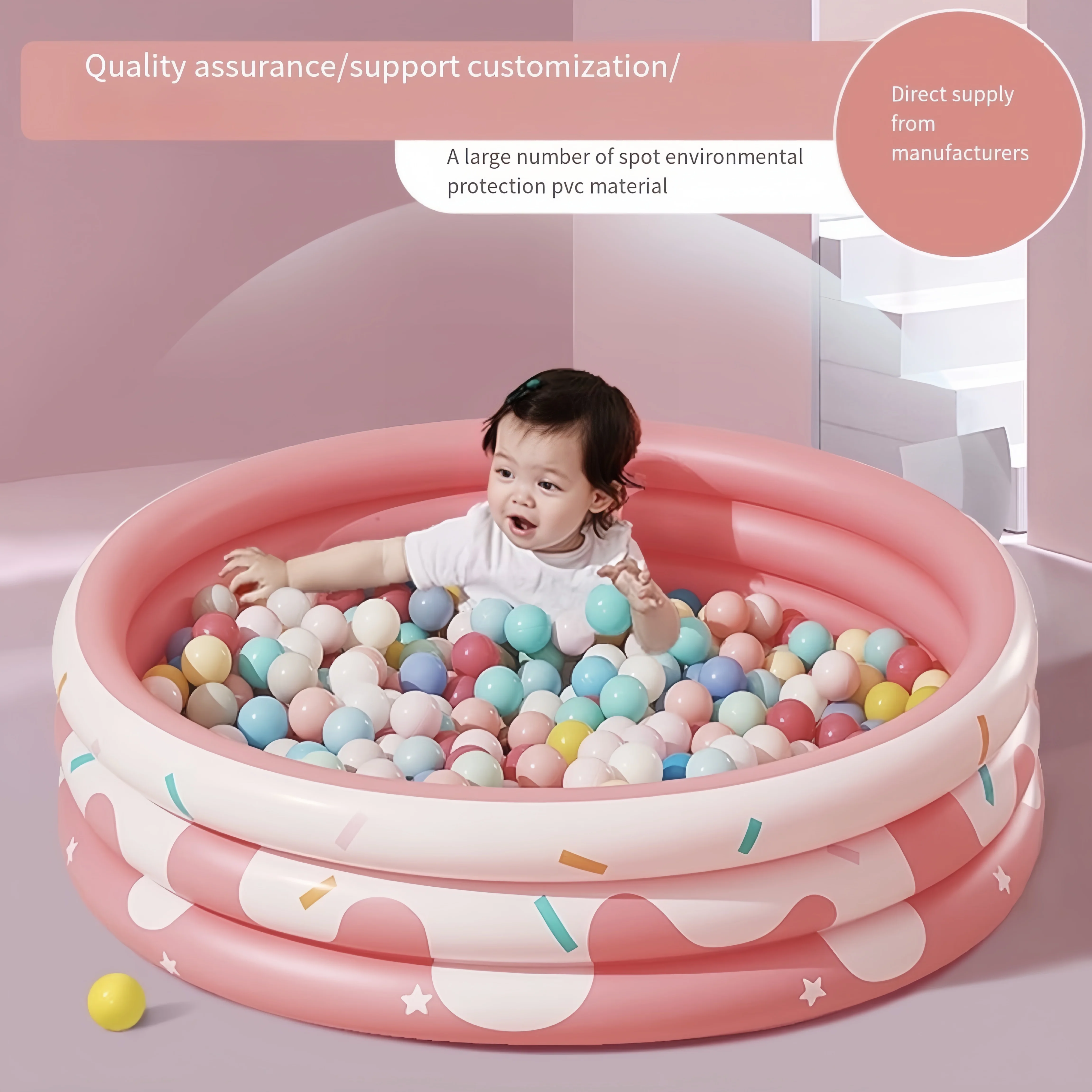 Детский надувной бассейн с 3 кольцами