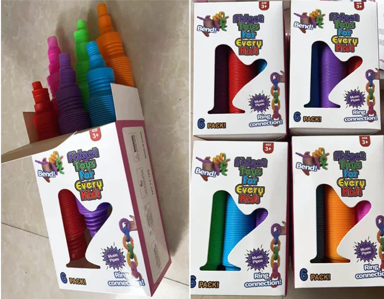 Пластиковые поп-трубки сенсорные красочные растягивающиеся игрушки-трубки для декомпрессии пластиковые игрушки-антистресс детей