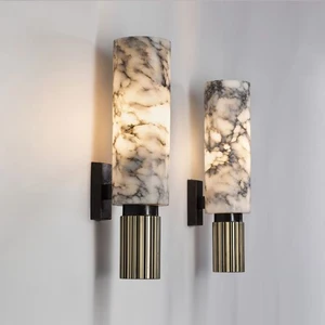 Minimalist Creative Alabaster Sconce Light Corridor Bedroom Bedside Marble Wall Lamps for Hotel