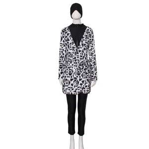 Angle Luna 2026 Muslim Modest Women's 4-Piece Gingham Swimwear Set with Pants Polyester/Nylon Beachwear