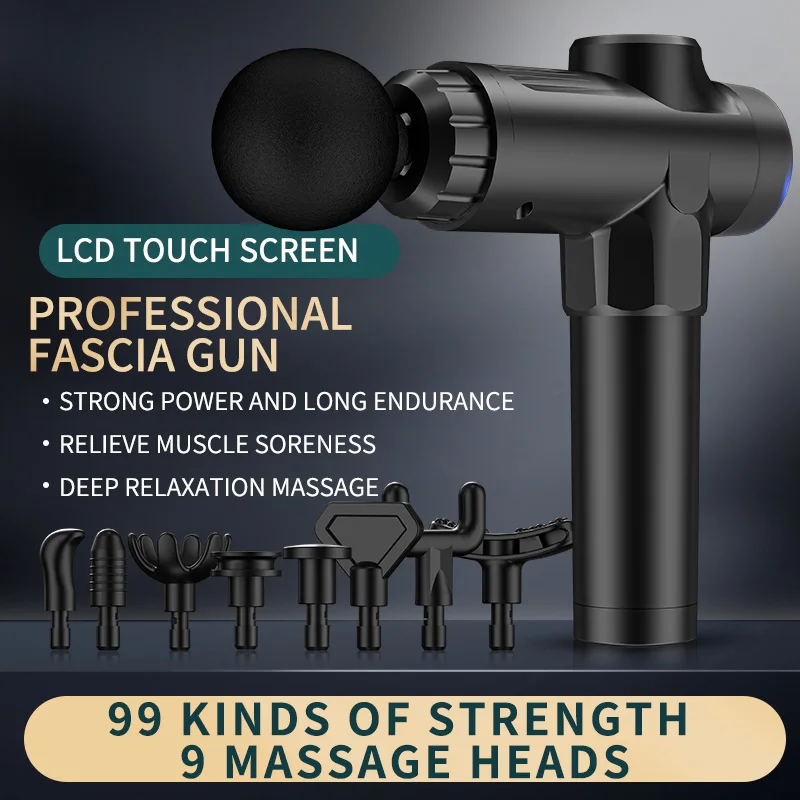 2023 Handheld 99 Speed LCD Touch Screen Fascia Gun Massagepistole Vibration Massage Gun