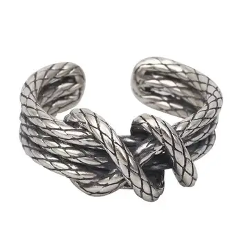 Chaoren accessories used index finger opening ring retro Thai silver woven male and female personality twist ring