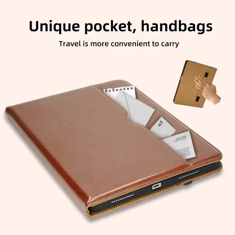 product laudtec business shockproof tablet case real leather protective cover pencil holder customized logo for ipad 109 inch pbk322-4