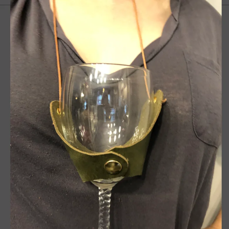 Leather Wine Glass Holder Necklace 