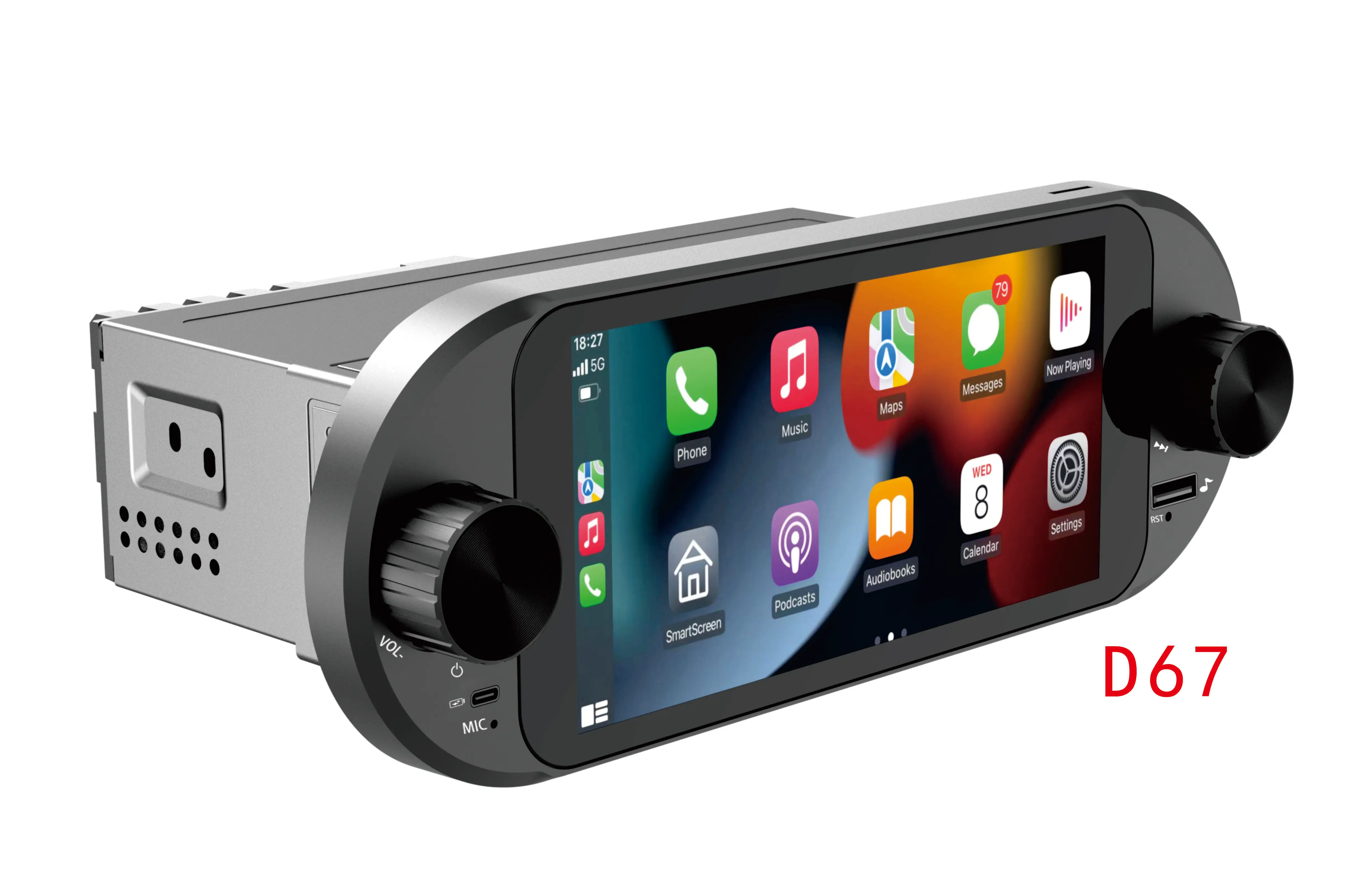 D67 6.86 Inch 480P QLED Android 13 Car for Player with GPS Mirror