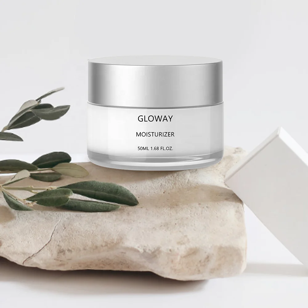 50ml Basic Gentle Formula Deep Moisturization Long-Lasting Hydration Glass Jar Face Cream Facial Moisturizer for Most Skin Types