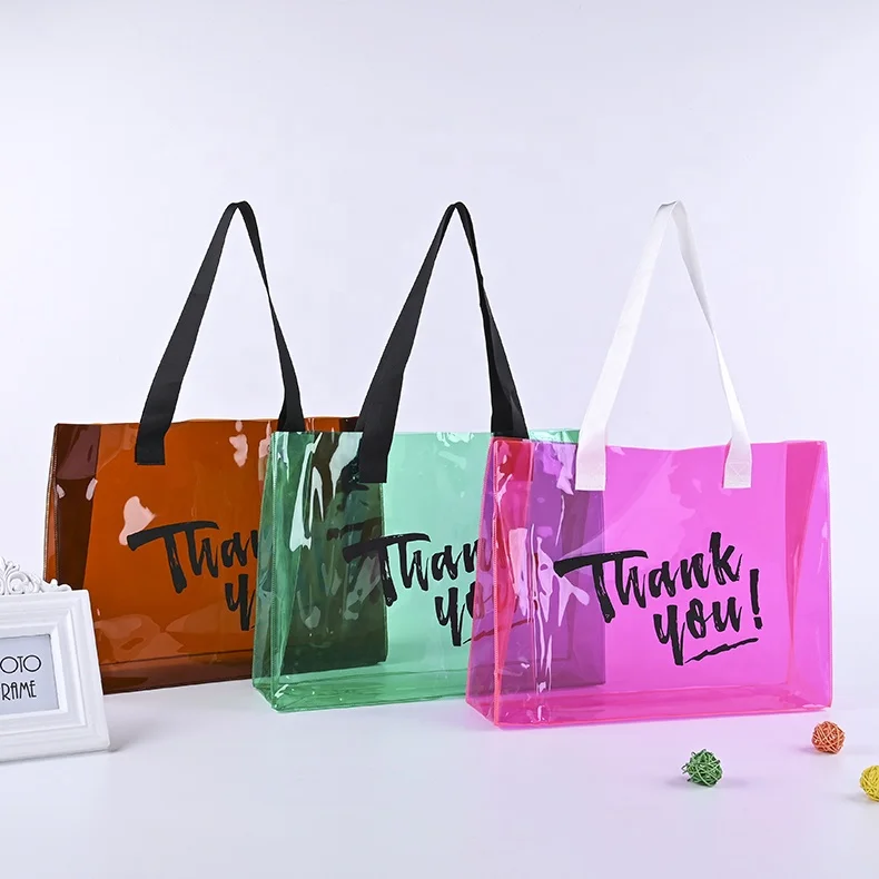 Fashion Women Clear PVC Plastic Tote Bag for Party Gift and