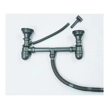 double bowl pipe  p traps marble basin waste trap Bottle trap for sink 1 1/2" (40) square overflow kitchen sink hose  tube