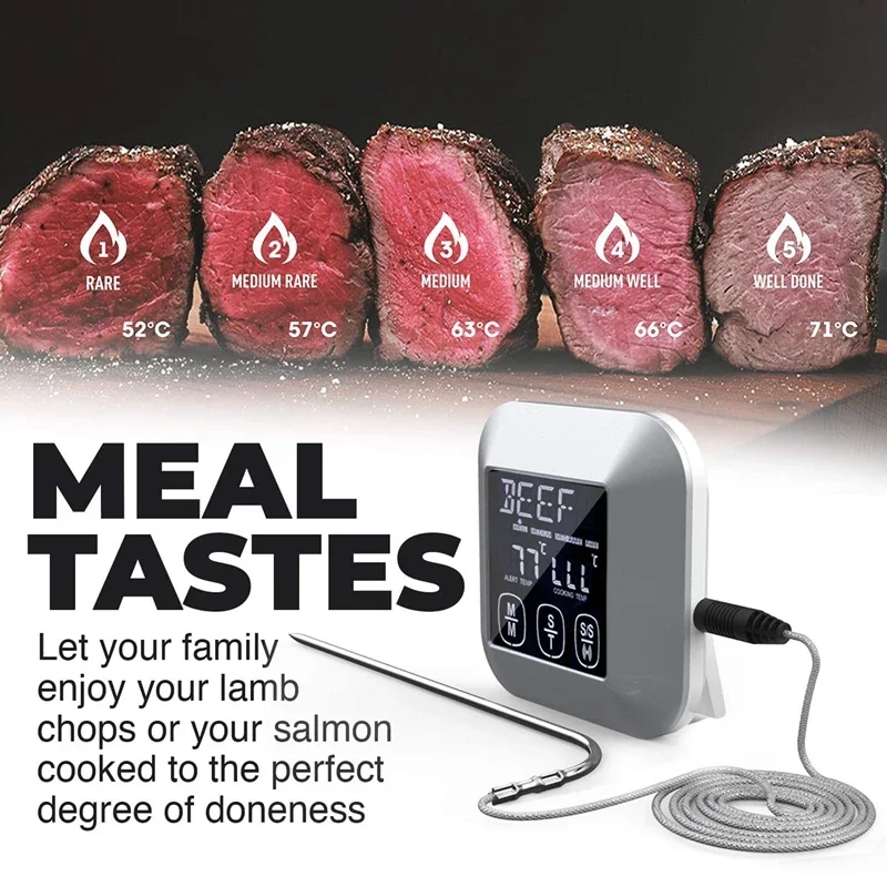Multifunction Cooking Tools Touch Screen Digital Meat Thermometer Oven Meat Food Probe Kitchen BBQ Thermometer with Timer
