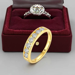 Eternity Band Ring Radiant VVS Moissanite Sterling Silver Gold Plated Princess Cut Classic Fine Jewelry for Women Men Wedding