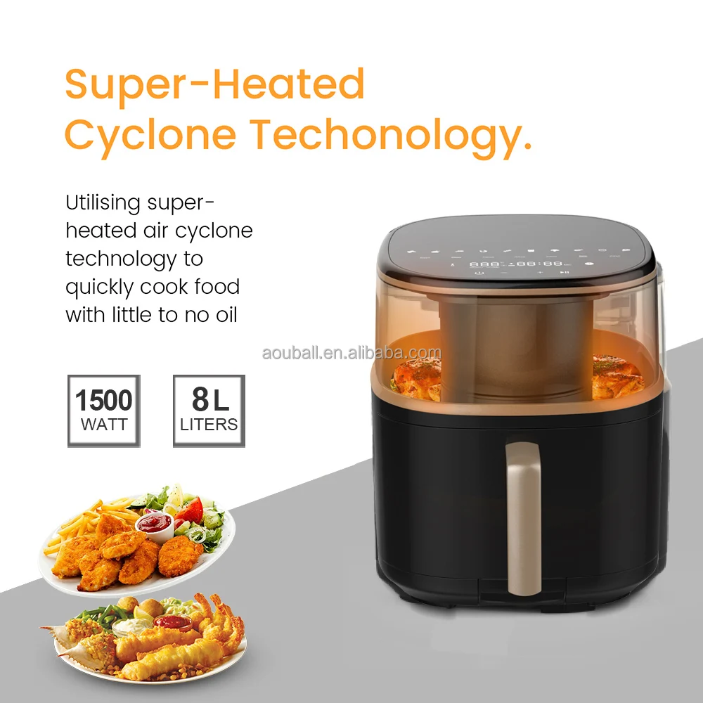 7.5l Mini Steam Air Fryer With 3d Large Visible Window And Nonstick