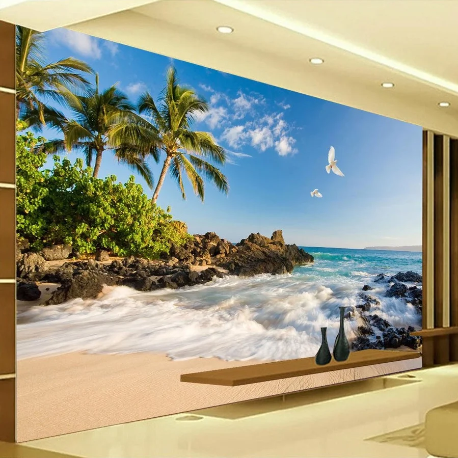 Blue Ocean With Rock 3D Wallpaper  Home Decoram